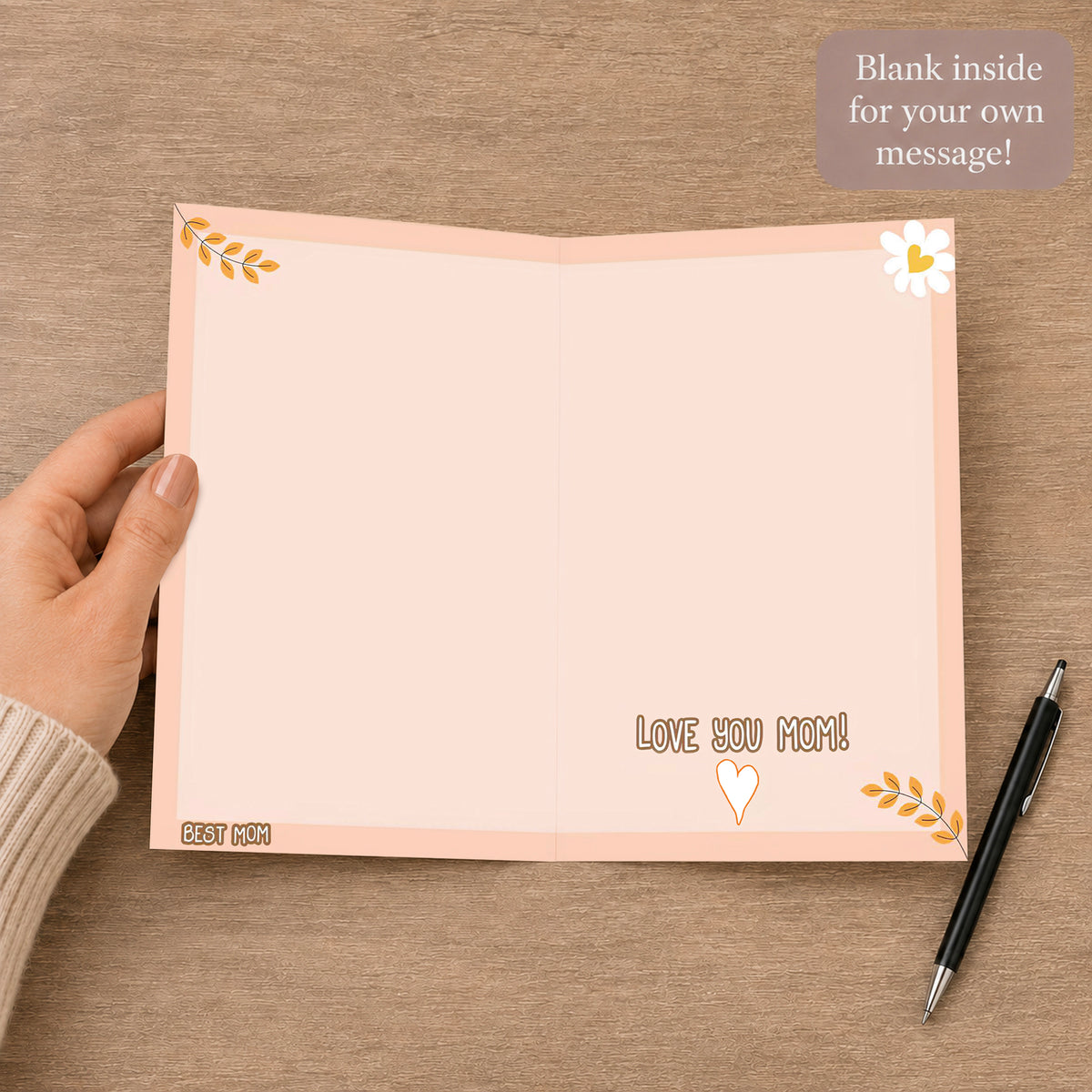 Held Close Loved Forever kangaroo greeting card — interior message example