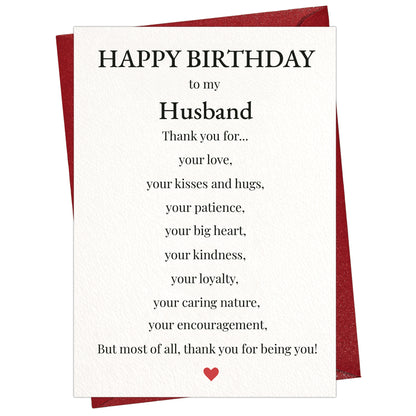 Cheerin Birthday Cards for Husband with Envelope - Romantic Birthday Cards