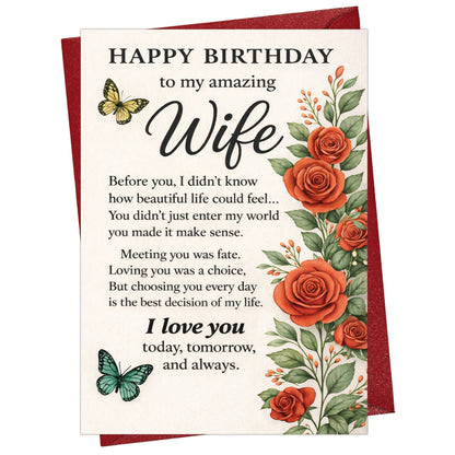 Cheerin Birthday Cards for Wife with Envelope - Romantic Birthday Cards for Wife from Husband