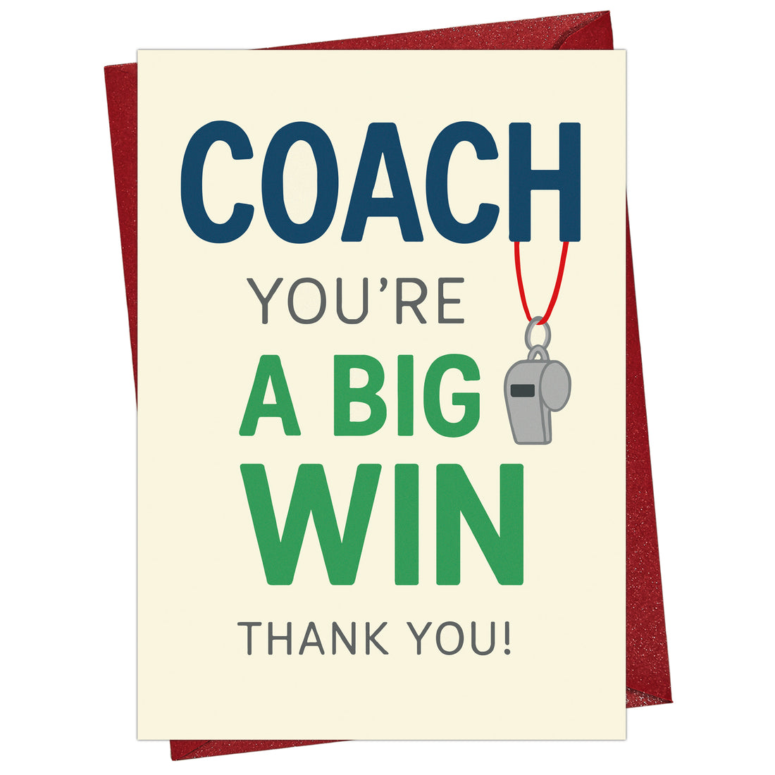 Cheerin Big Win Coach Thank You Card