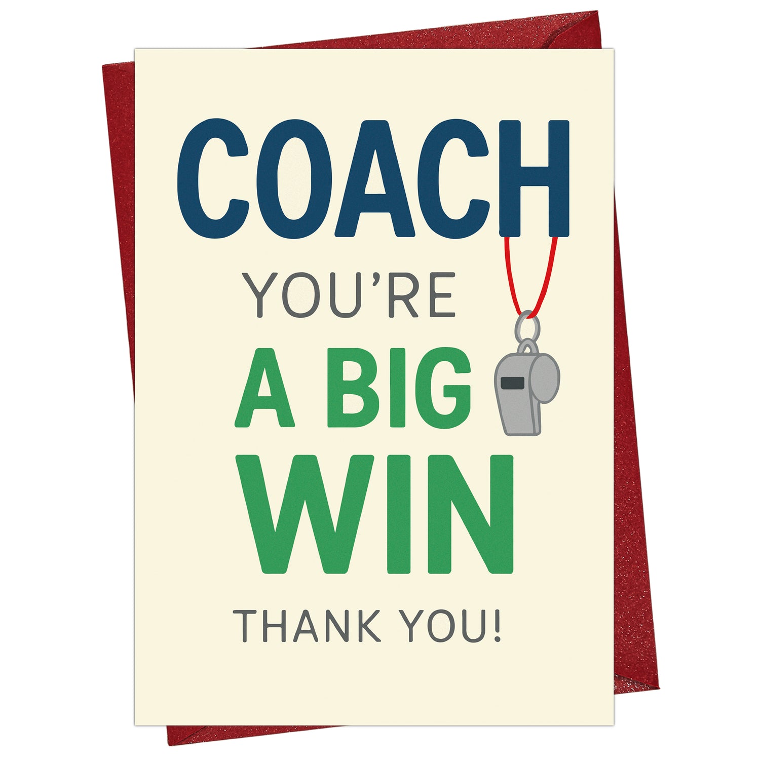 Cheerin Big Win Coach Thank You Card