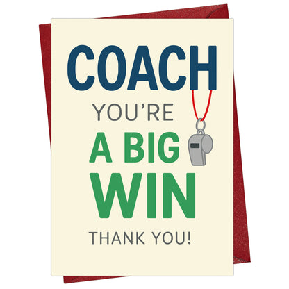Cheerin Big Win Coach Thank You Card