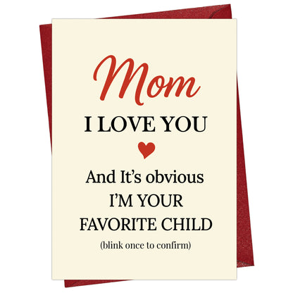 Cheerin Funny Mothers Day Card for Mom – Hilarious I Love You Card for Mum with Envelope from Daughter and Son