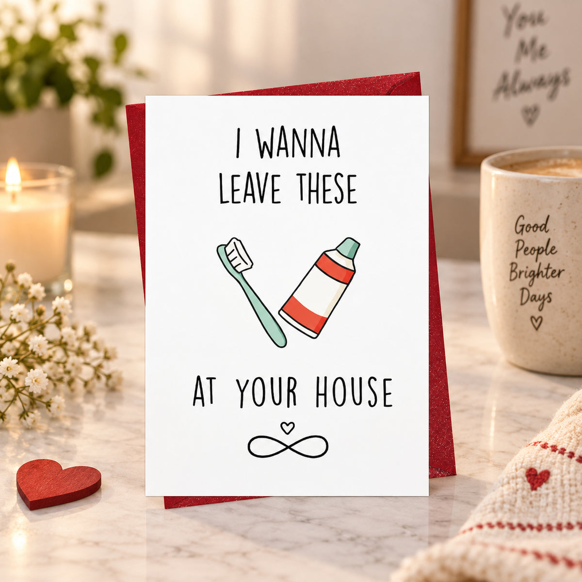 Cheerin Toothbrush and Toothpaste Love Card — card in a gift setting