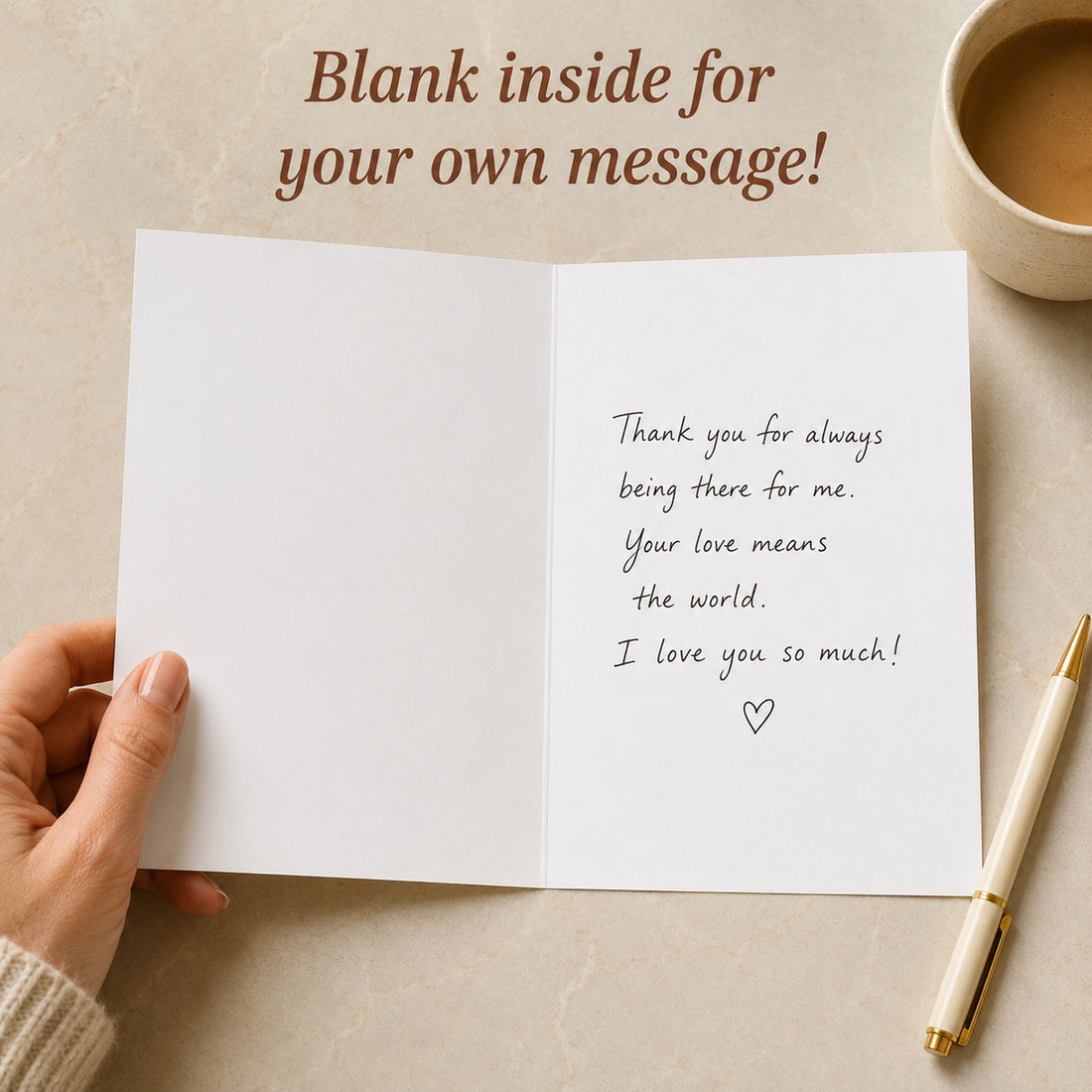 Love You Always Mom floral greeting card — interior message example