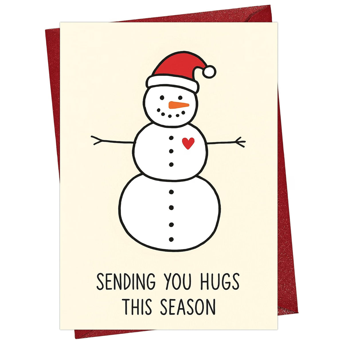 Snowman Christmas Card with Red Envelope - front cover