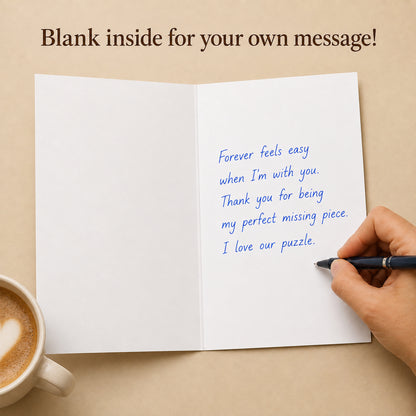 Love Puzzle Blank Greeting Card with Red Envelope - inside message