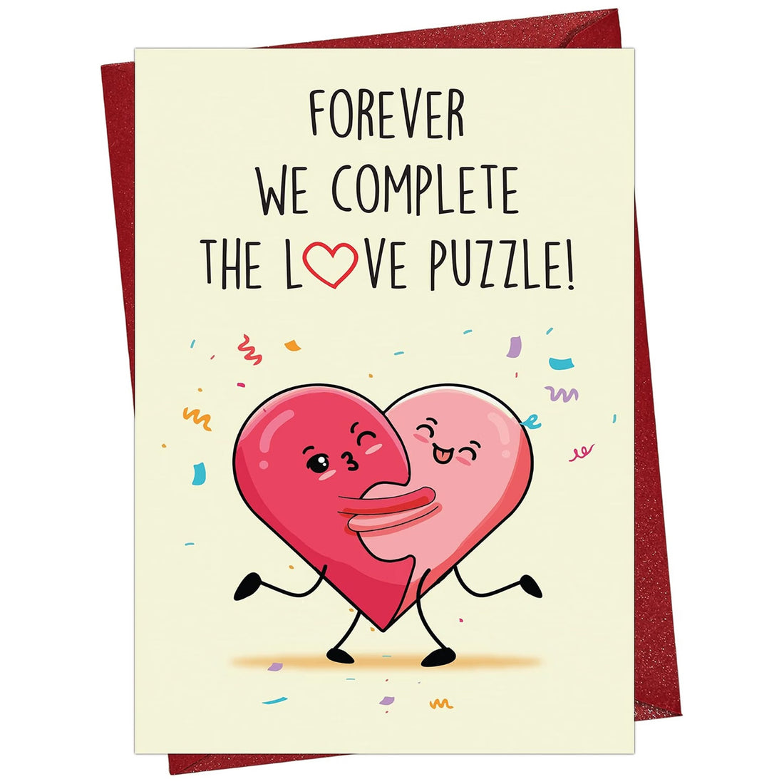 Love Puzzle Blank Greeting Card with Red Envelope - front cover