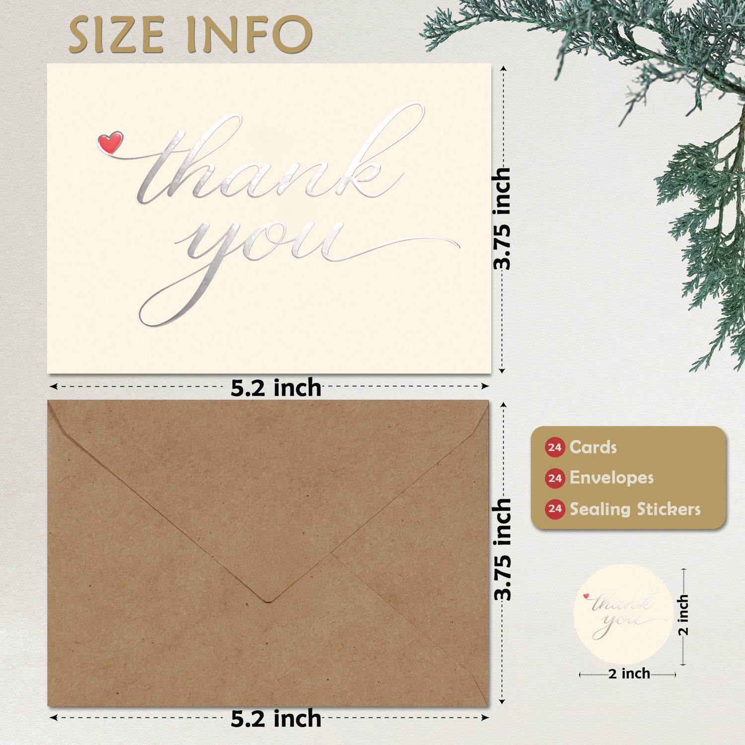Cheerin 100 Pack White Thank You Cards for Business