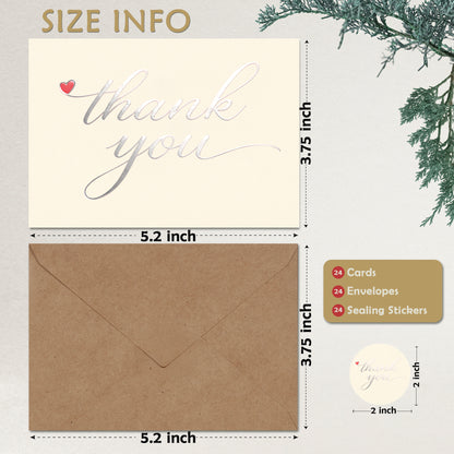 Cheerin 100 Pack White Thank You Cards for Business