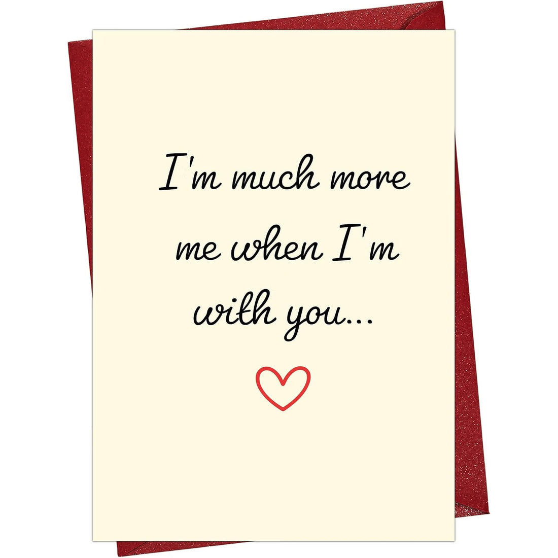 Romantic Love Card with Red Envelope, Blank Inside — front cover and envelope