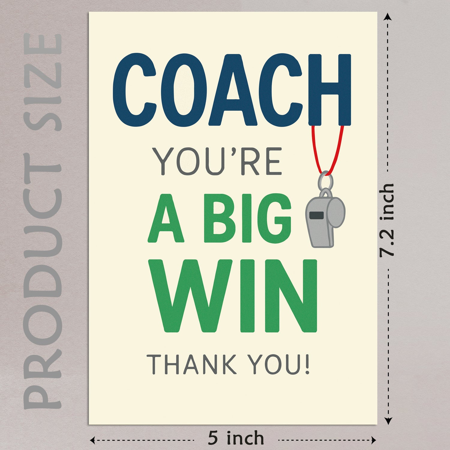 Cheerin Big Win Coach Thank You Card