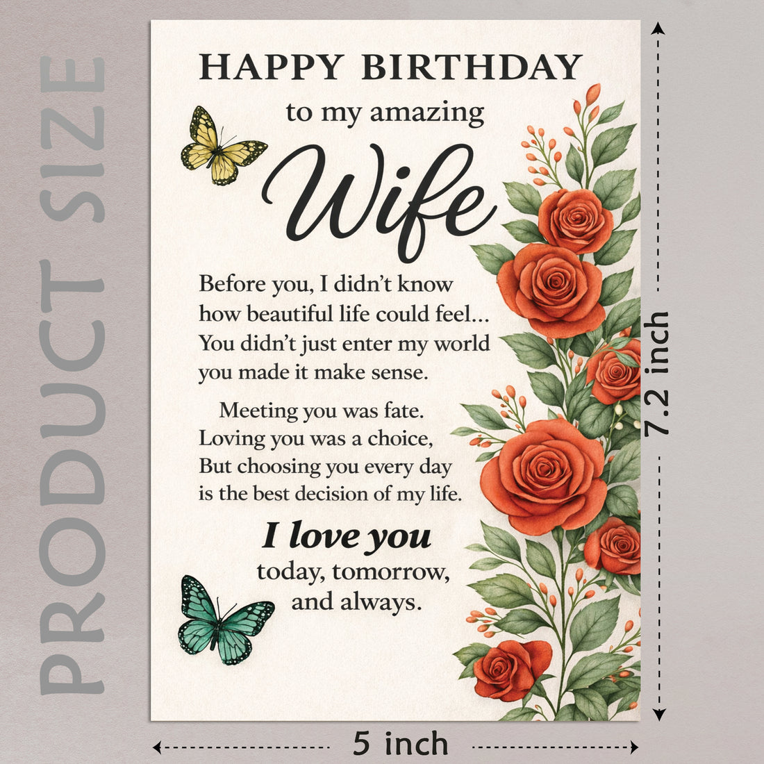 Cheerin Birthday Cards for Wife with Envelope - Romantic Birthday Cards for Wife from Husband