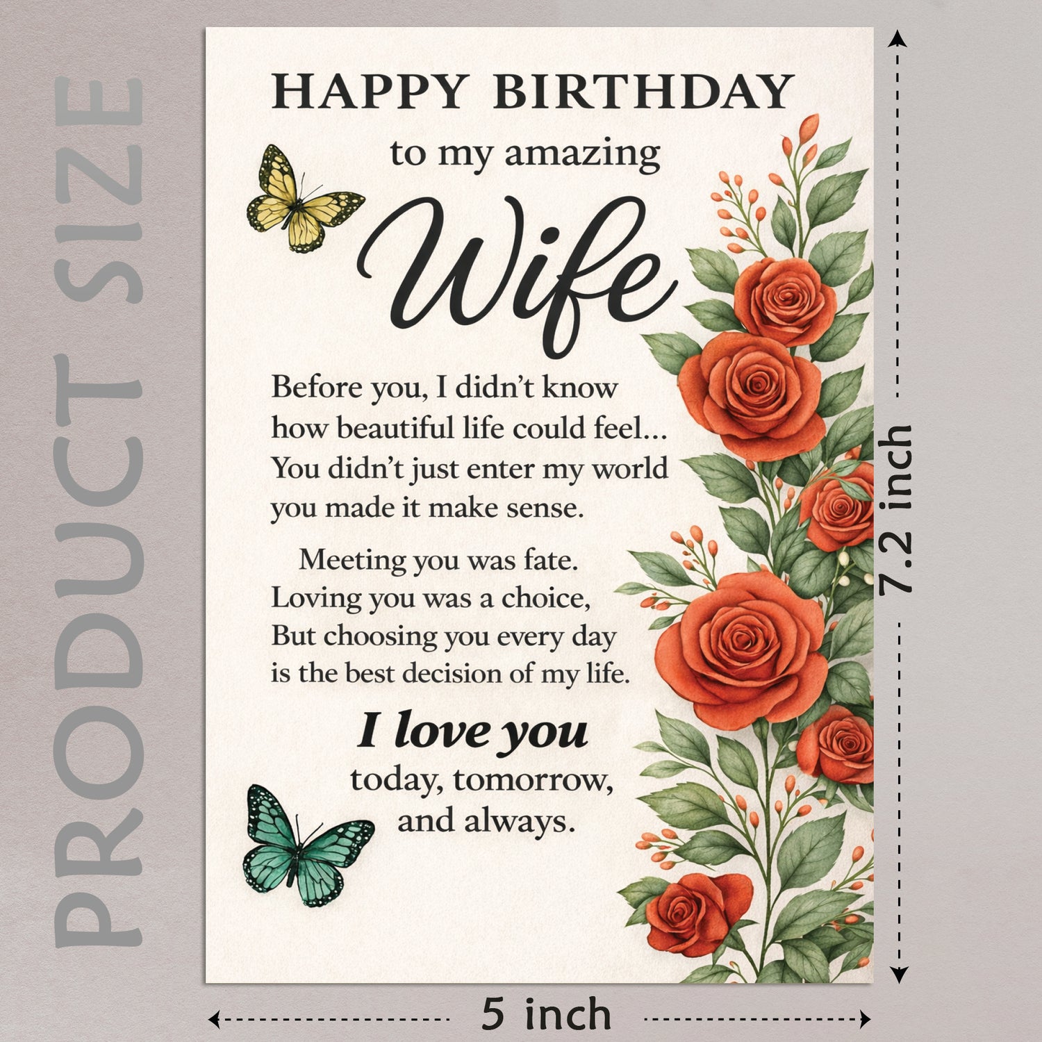 Cheerin Birthday Cards for Wife with Envelope - Romantic Birthday Cards for Wife from Husband