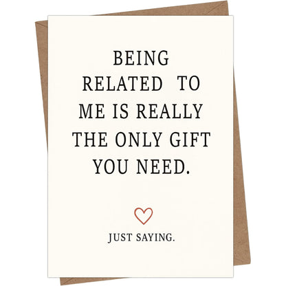 Funny Family Greeting Card with Kraft Envelope — front cover and envelope