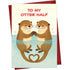 Otter Love Greeting Card with Red Envelope — front cover and envelope