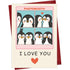Penguin I Love You Greeting Card with Red Envelope — front cover and envelope
