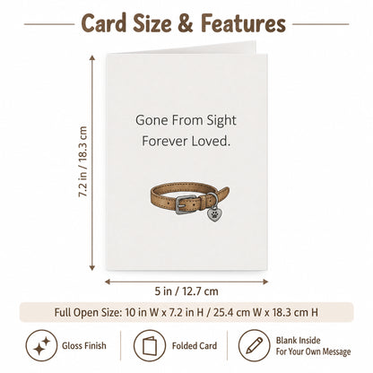 Cheerin Pet Collar Sympathy Cards — card dimensions and features