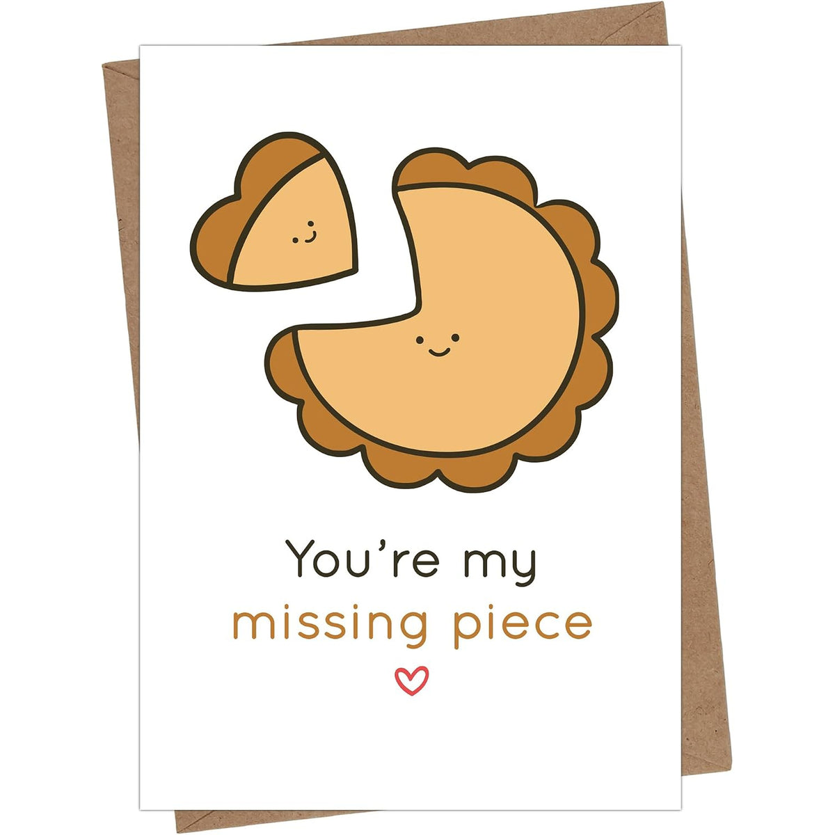 Missing Piece Love Greeting Card with Kraft Envelope — front cover and envelope