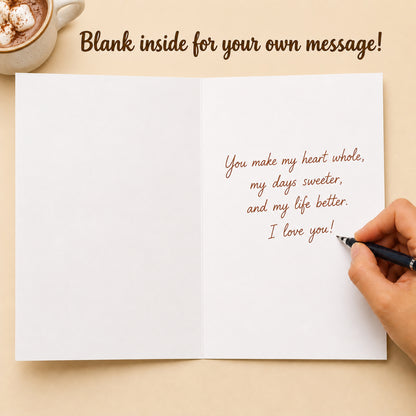Missing Piece Love Greeting Card with Kraft Envelope — card interior and message example