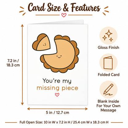 Missing Piece Love Greeting Card with Kraft Envelope — card dimensions and features