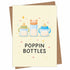Popping Bottles Baby Shower Card — front cover and envelope