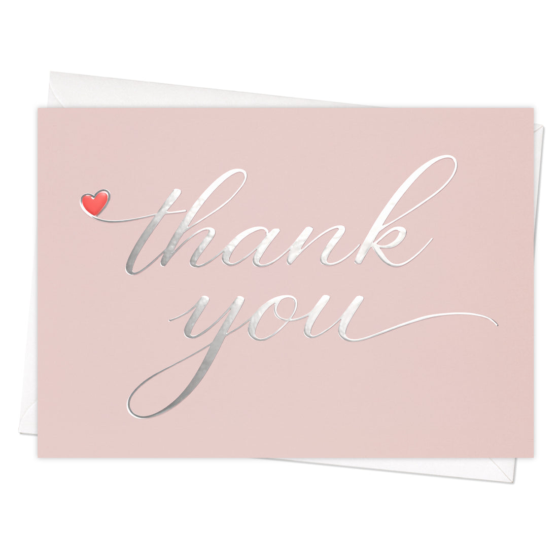 Cheerin 24 Pack Pink Thank You Cards With Envelopes Set - Elegant Silver Foil Thank You Notes for Wedding, Birthday and Baby Shower