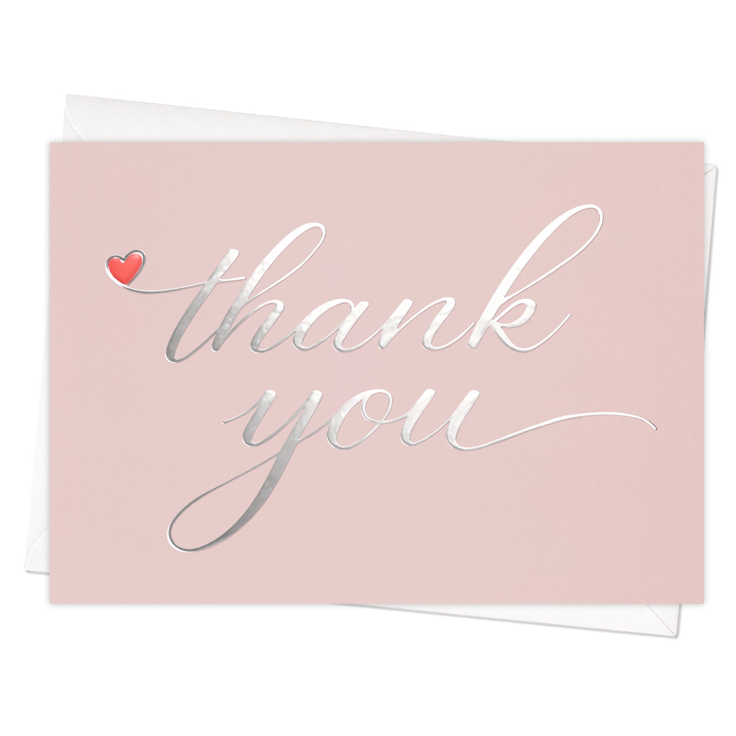 Cheerin 24 Pack Pink Thank You Cards With Envelopes Set - Elegant Silver Foil Thank You Notes for Wedding, Birthday and Baby Shower