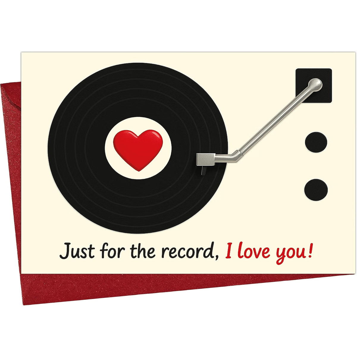 Funny I Love You Card with Red Envelope — front cover and envelope