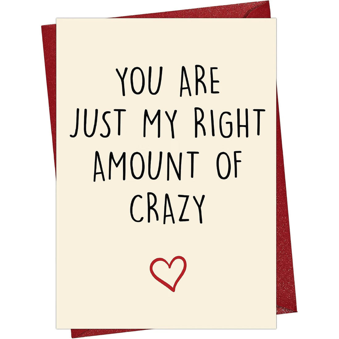 Funny Love Greeting Card With Red Envelope — front cover and envelope