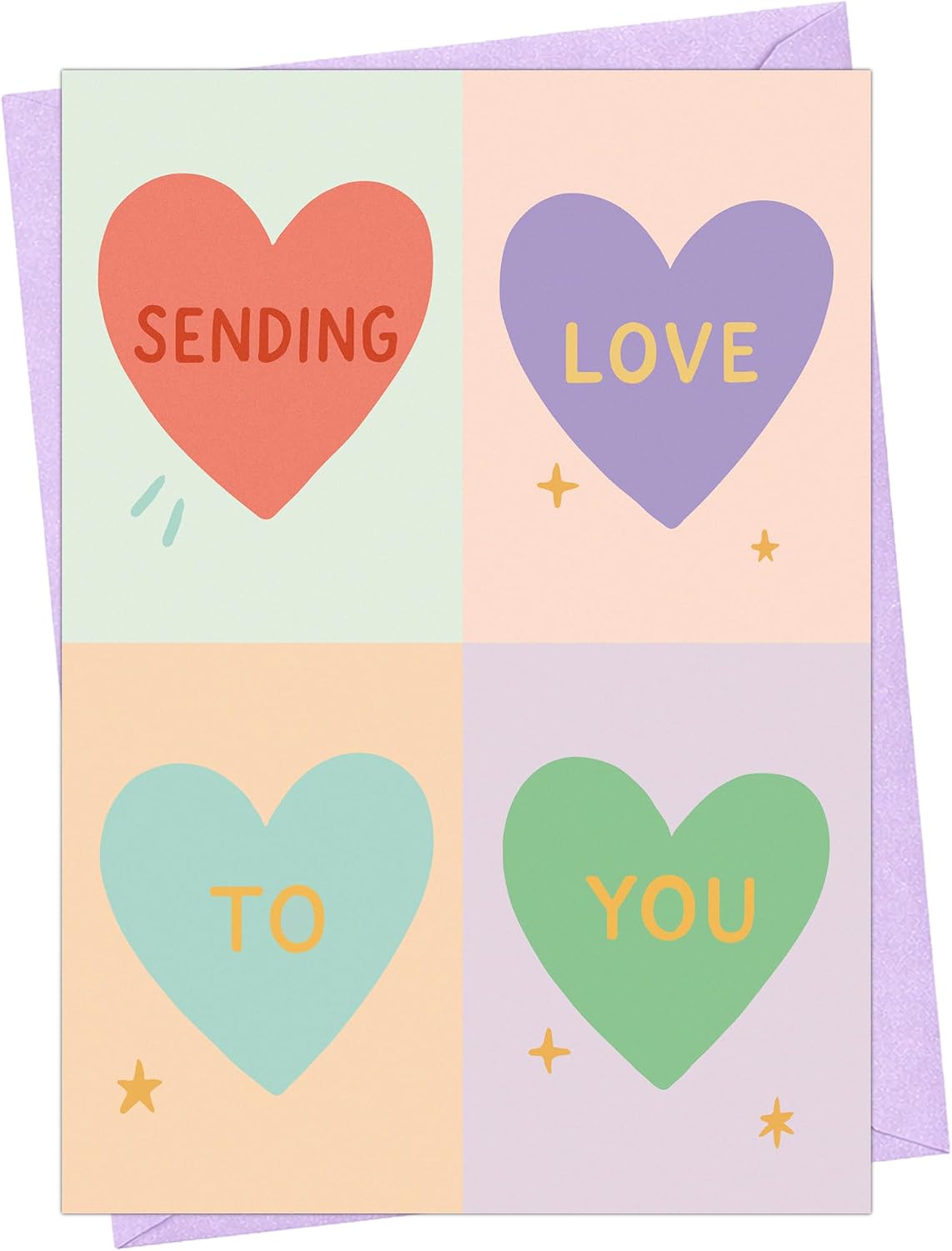 Sending Love To You Pastel Heart Greeting Card — front cover and envelope
