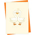Swan Love Card with Orange Envelope — front cover and envelope