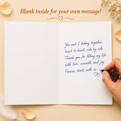 Swan Love Card with Orange Envelope — card interior and message example