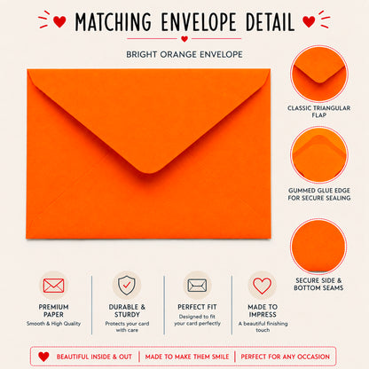 Swan Love Card with Orange Envelope — included envelope detail