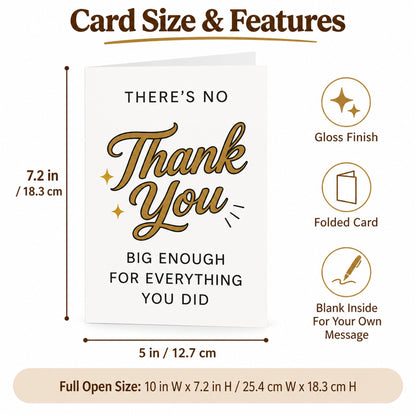 Thank You Card with Kraft Envelope - Blank Inside — card dimensions and features