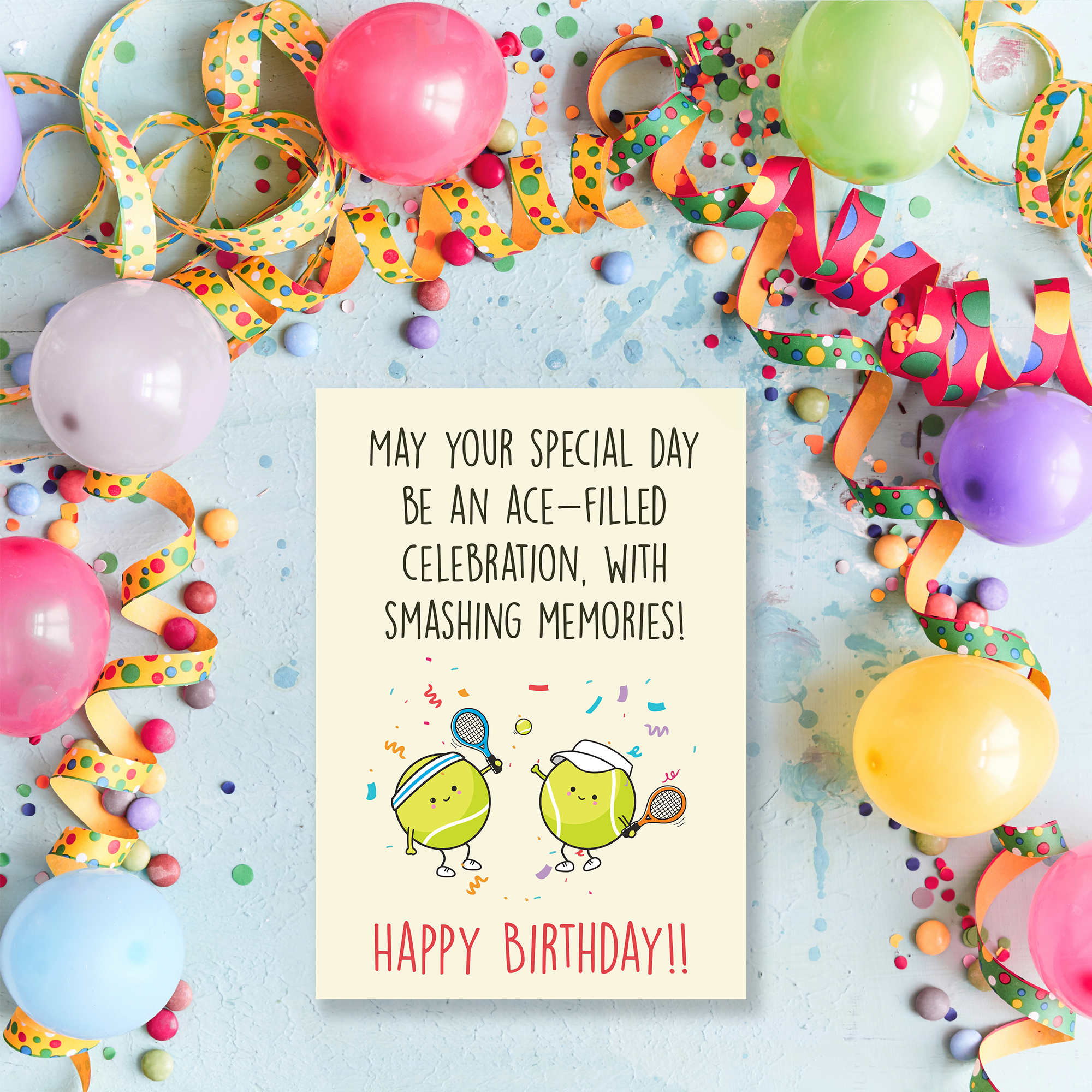 Cheerin Tennis Birthday Card