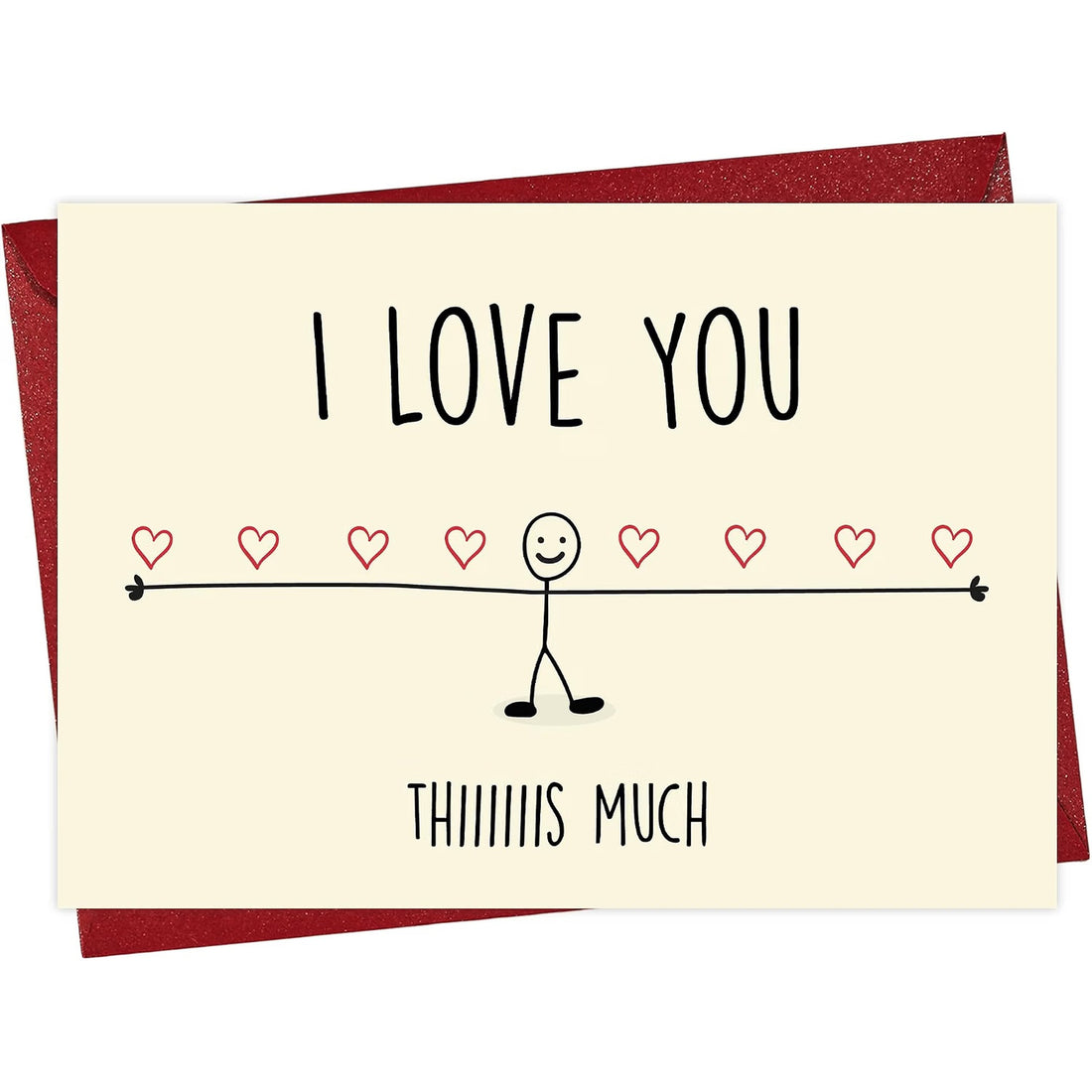 Funny I Love You Card with Red Envelope — front cover and envelope