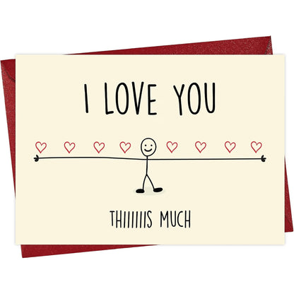 Funny I Love You Card with Red Envelope — front cover and envelope