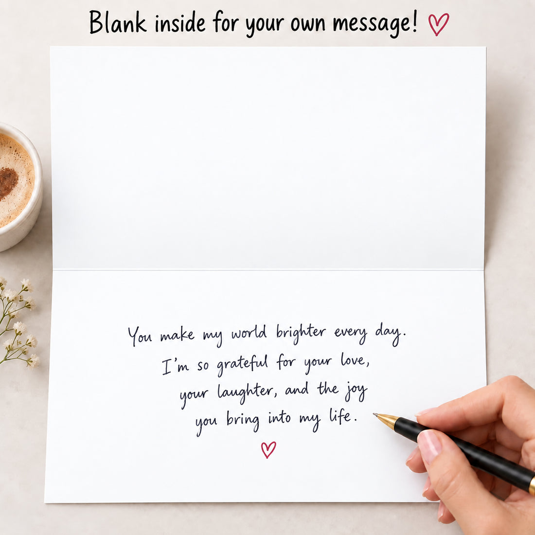 Funny I Love You Card with Red Envelope — card interior and message example
