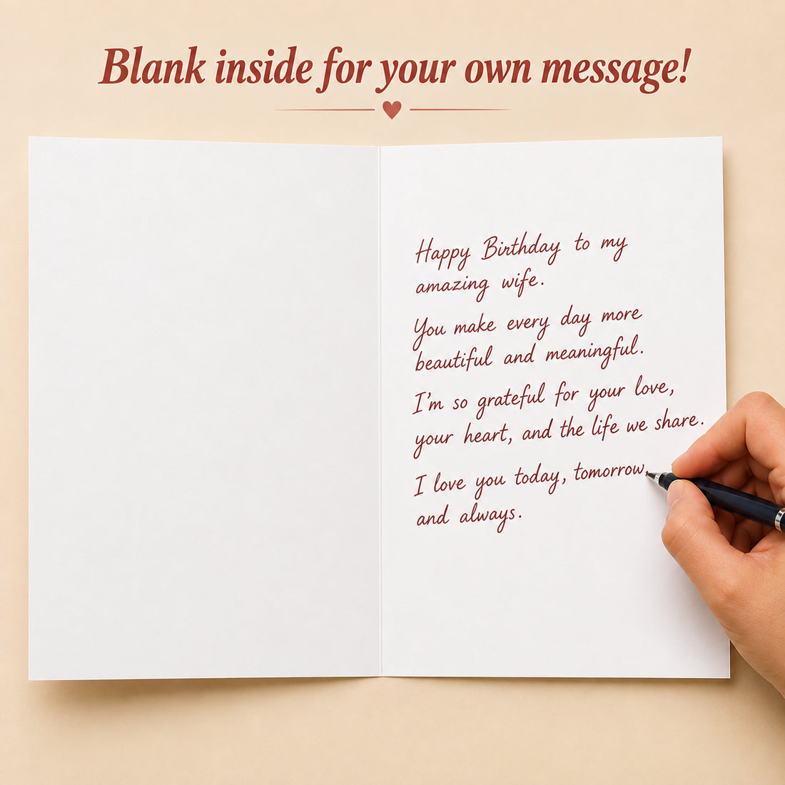Cheerin Amazing Wife Floral Birthday Card — card interior and message example