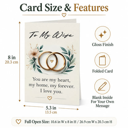 Romantic Wife Love Card with Red Envelope — card dimensions and features