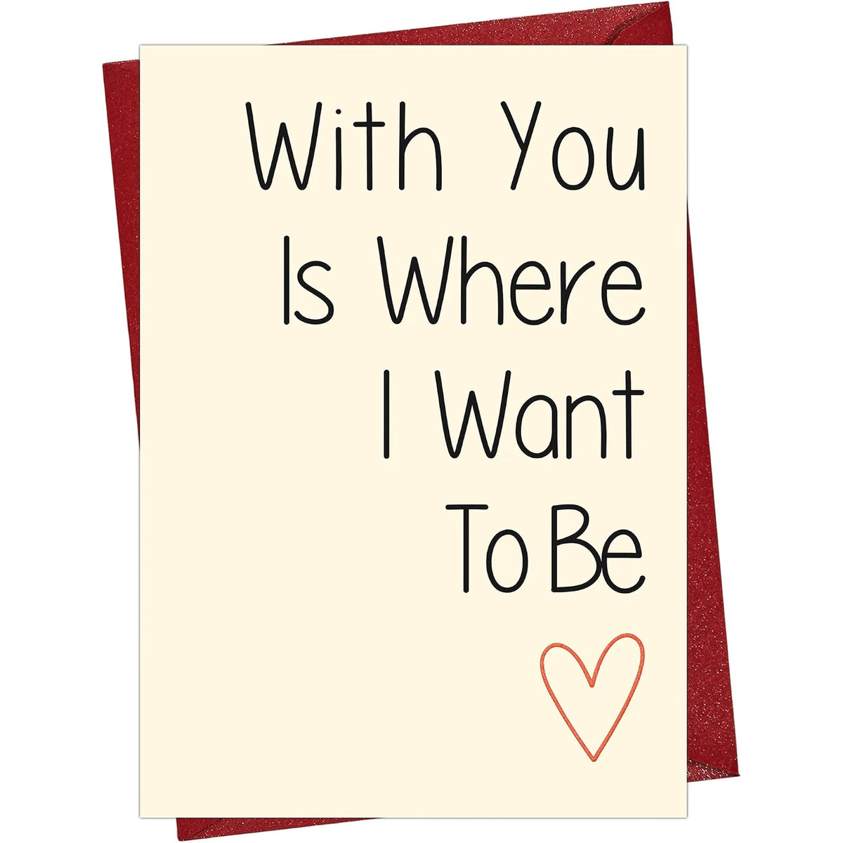 Romantic Love Greeting Card with Red Envelope — front cover and envelope