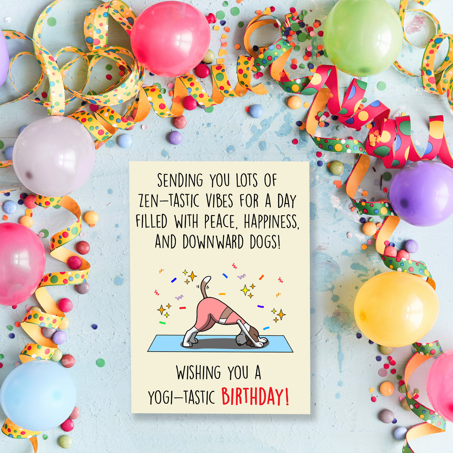 Cheerin Yoga Birthday Card