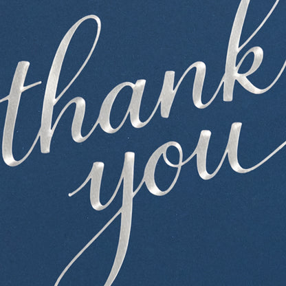 Cheerin 24 Pack Blue Thank You Cards With Envelopes Set - Elegant Silver Foil Thank You Notes for Wedding, Birthday and Business