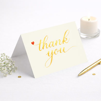 Cheerin 24 Pack White Thank You Cards With Envelopes Set - Elegant Gold Foil Thank You Notes for Wedding, Birthday and Business