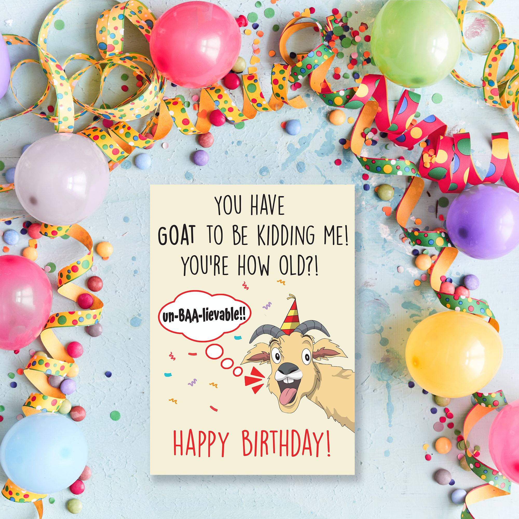 Cheerin Goat Birthday Card