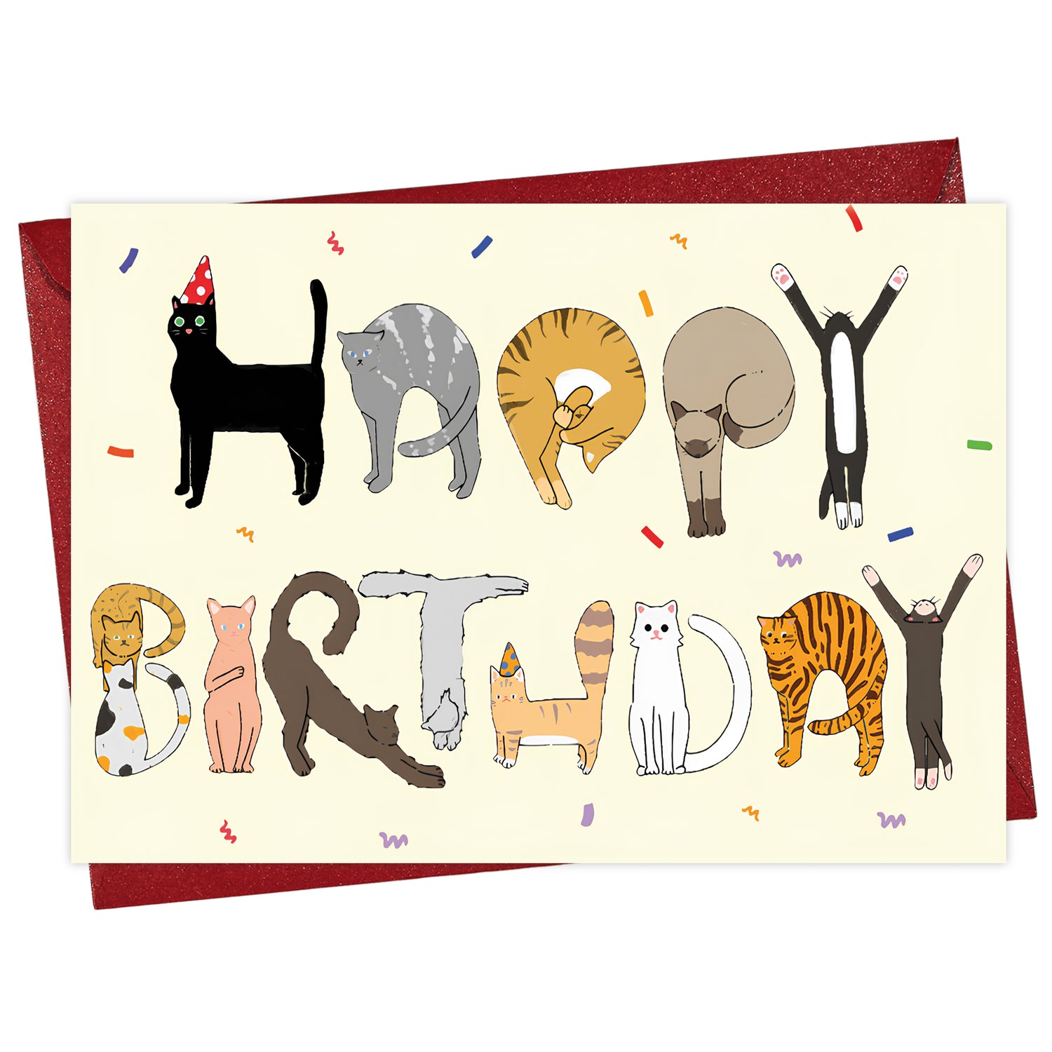 Cheerin Cat Birthday Card