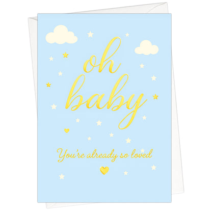 Cheerin Blue Baby Shower Cards for Boy with Envelope - Cute &
