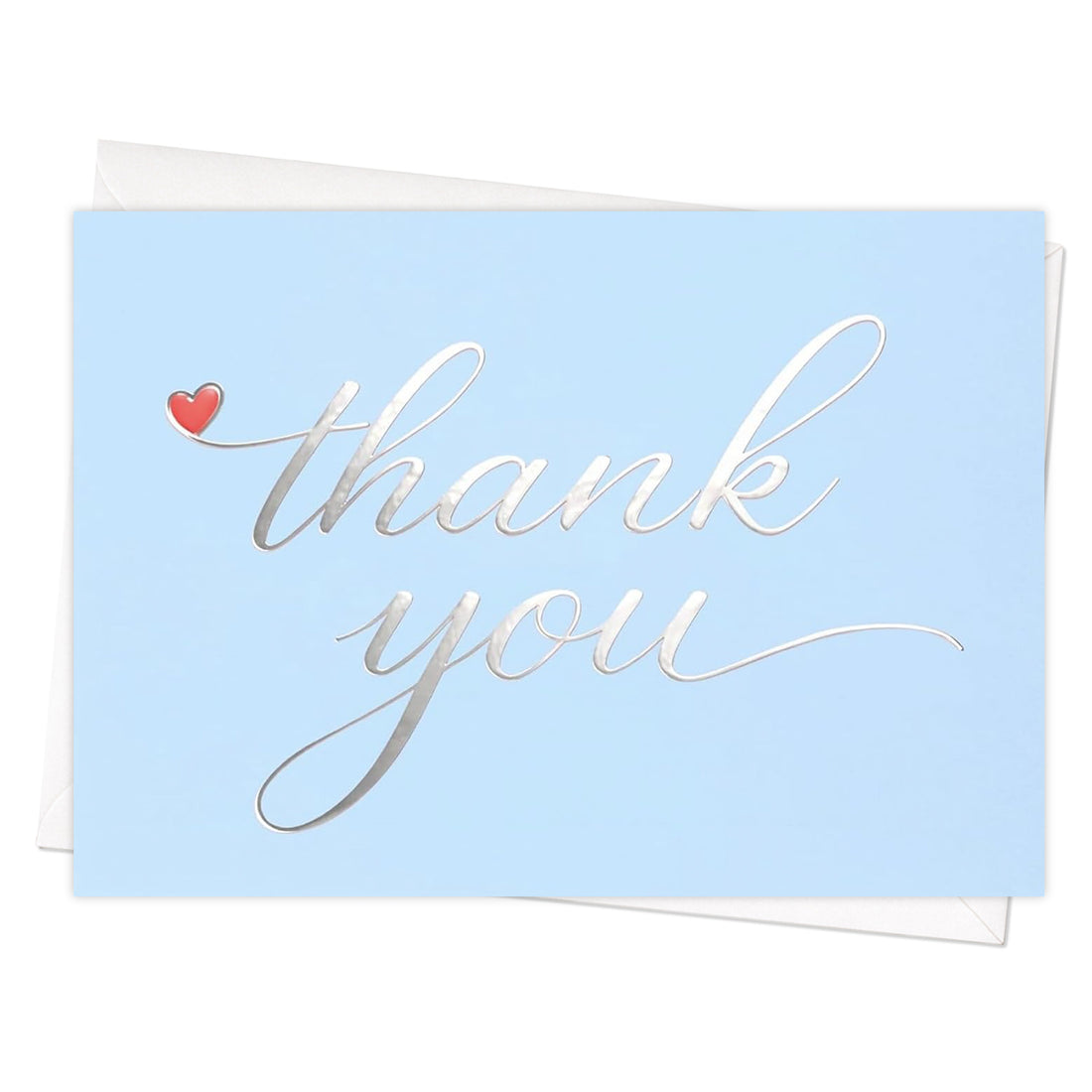 Cheerin 24 Pack Light Blue Thank You Cards With Envelopes Set - Elegant Silver Foil Thank You Notes for Wedding, Birthday and Baby Shower