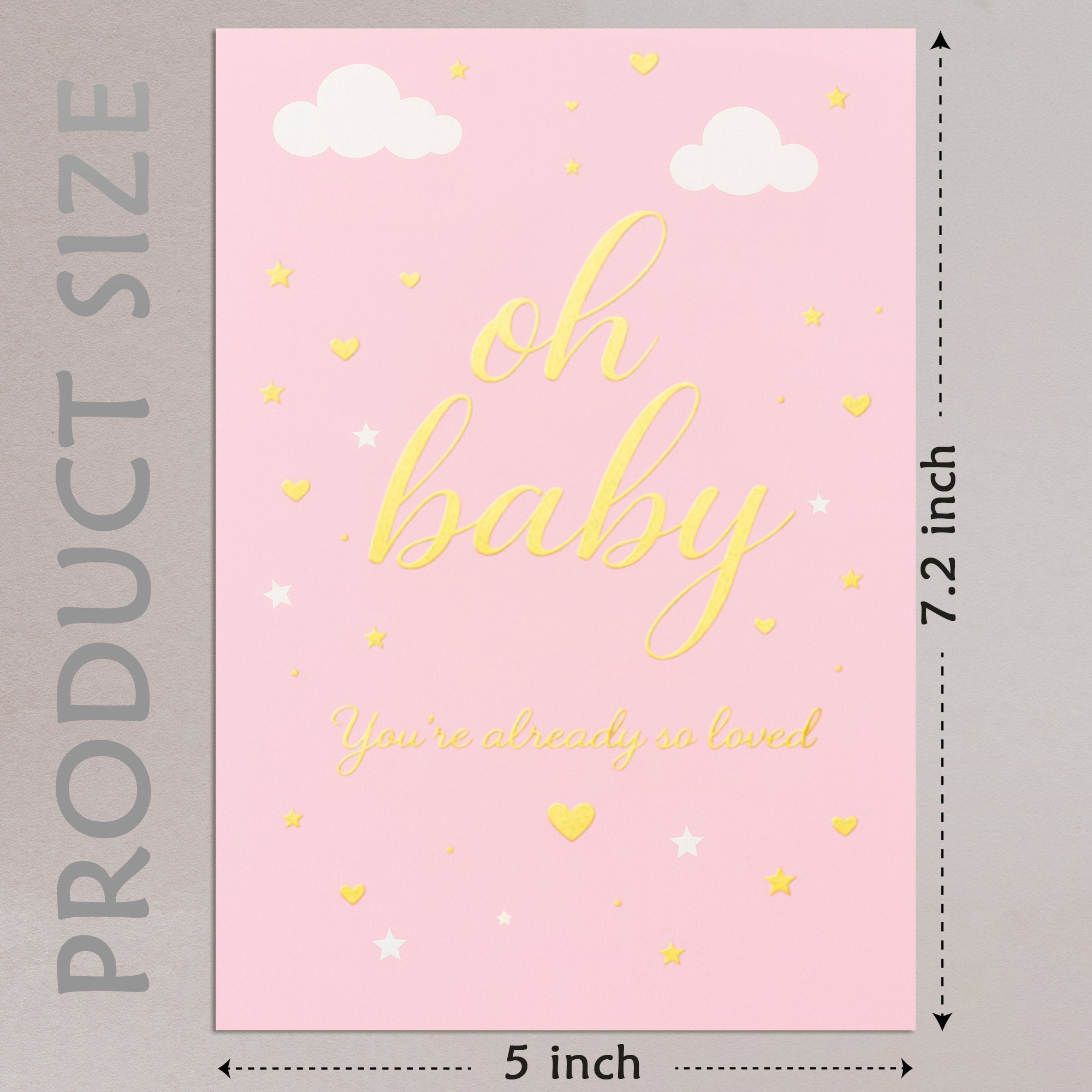 Cheerin Pink Baby Shower Cards for Girl with Envelope - Cute &